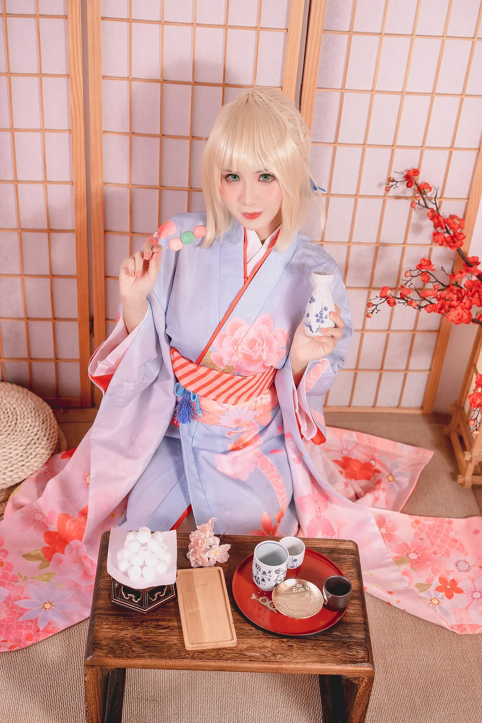 Pyon_Lay - Saber Kimono [34P,1V-220MB] tg@simisebaisi 【丝足阁】031.webp